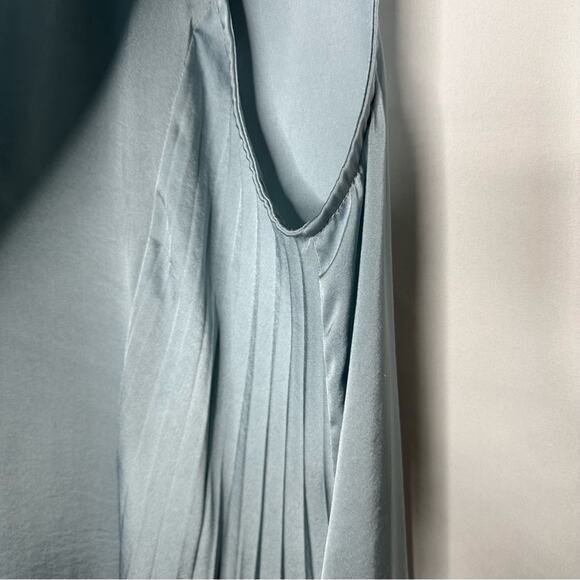 TOME Collective Blue Satin Pleated Halter Dress in Size 8 - Picture 4 of 6